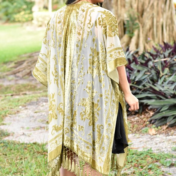 Velvet Burn Out Kimono - Picture 6 of 7